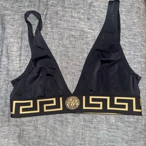 Versace Black Bralette with Gold Greca Band - Matching bottoms also listed